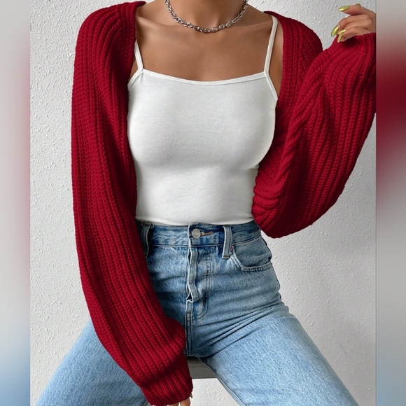 Easy Days Open Front Cardigan - Burgundy - Picture 7 of 8